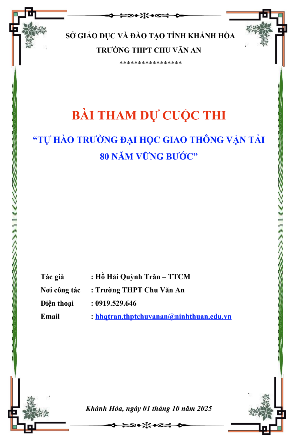 Nhịp cầu nối từ UTC2 đến Chu Văn An